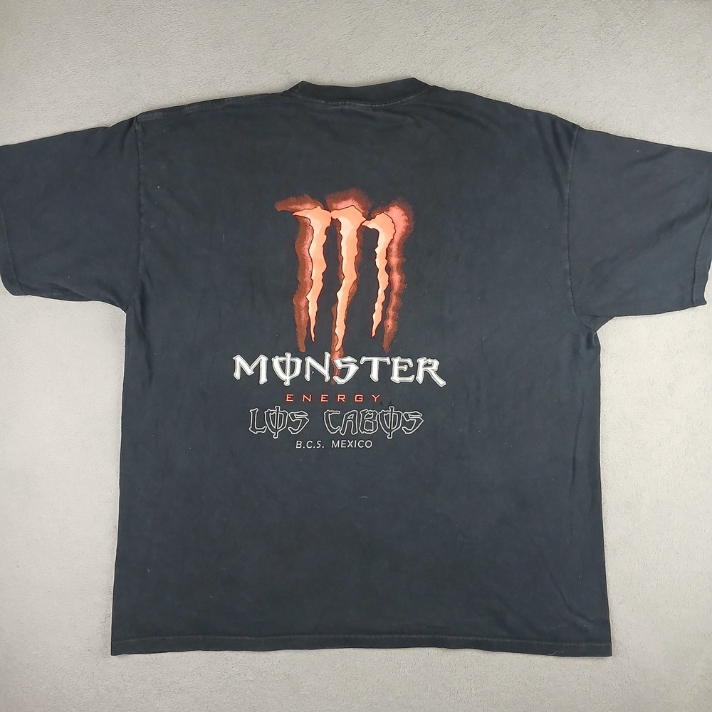 Vtg Monster Energy T Shirt Mens 2XL Black Los Cabos Mexico Yazbek Promo tee Y2K